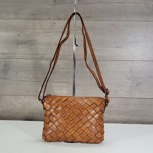 Vilenca Holland for Anthropologie Brown Woven Leather Crossbody Bag
